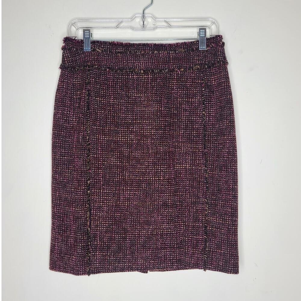 Ann Taylor pink black cream tweed career dress pencil skirt - 6P 6 petite